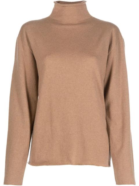 mock-neck knitted jumper