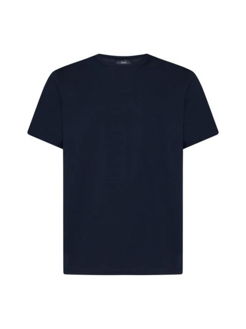 BLUE CREWNECK T-SHIRT WITH LOGO PLATE