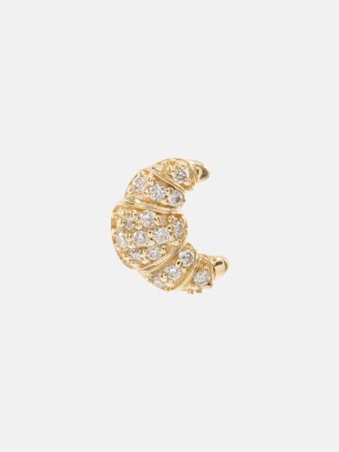 Croissant Small 14kt gold stud earrings with diamonds