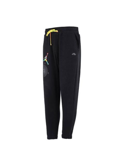 Air Jordan Solid Color Word Embroidered Joggers/Pants/Trousers Men's Black DQ8016-010