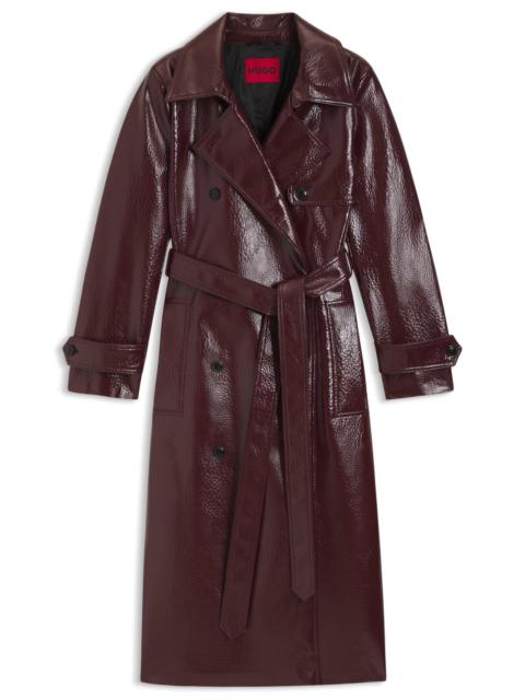 FAUX-LEATHER TRENCH COAT WITH DOUBLE-BREASTED CLOSURE
