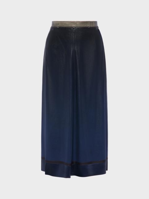 Foil-treated midi skirt