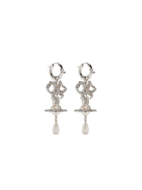 Rigoberta bow-crystal pearl earrings