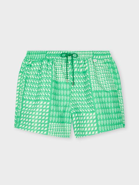 Green Mixed Pattern Swim Shorts