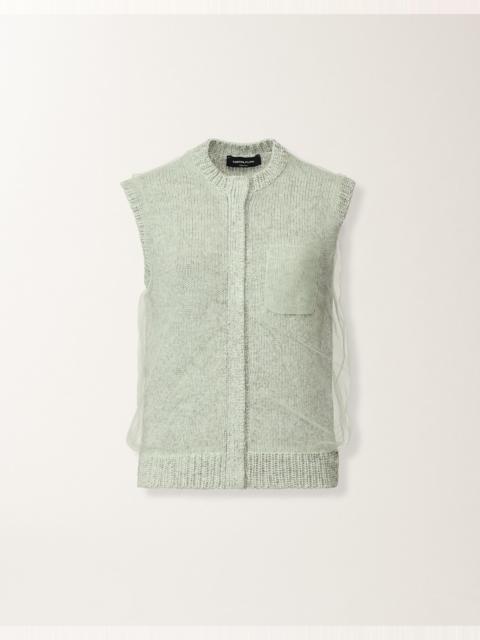 Cropped vest in mouliné yarn