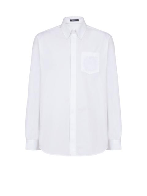 Balmain Écusson embroidered poplin shirt