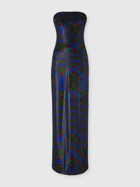 Long strapless dress with flame pattern