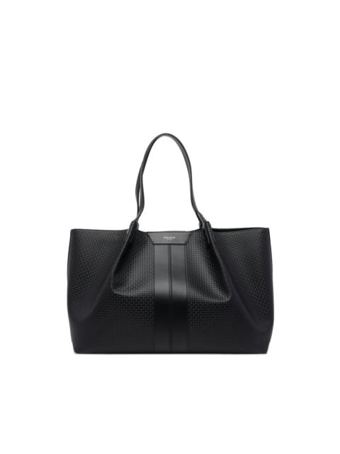 textured leather trim shoulder bag