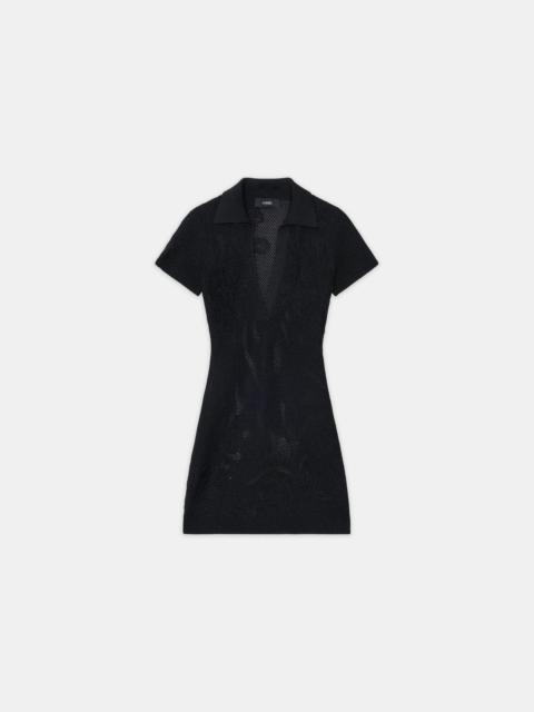 WOMEN'S FLORAL CROCHET POLO MINI DRESS