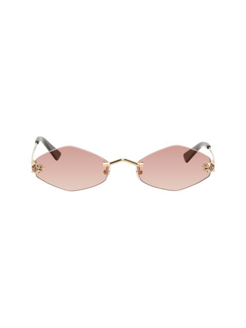 Gold 'Panthère de Cartier' Geometric Rimless Sunglasses