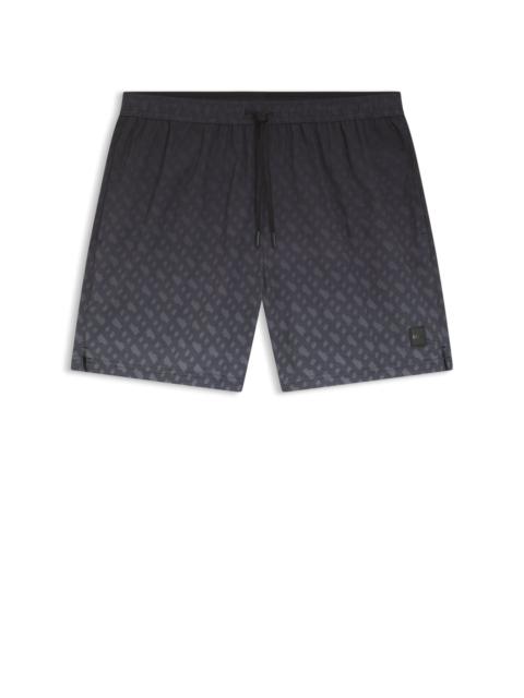 LOGO-BADGE SWIM SHORTS WITH DEGRADÉ MONOGRAM PRINT