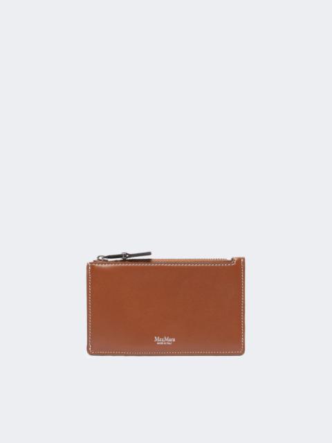Leather card holder - AMBER BROWN
