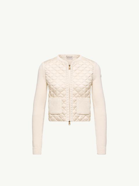 Geometric-Quilted Padded Zip-Up Cardigan