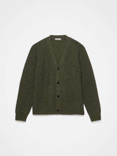 V-NECK CARDIGAN IN HUNTER GREEN