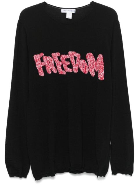 Freedom-embroidered sweater