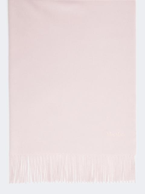 Embroidered and fringed cashmere stole - PINK