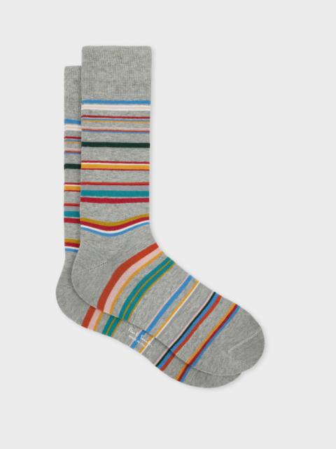 Grey Marl Stripe Socks