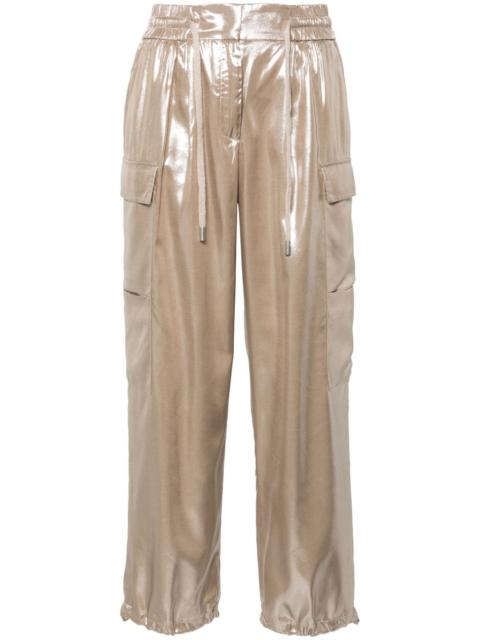 metallic straight-leg cargo pants