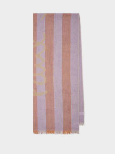 Women's Lilac Stripe Cotton Logo Scarf
