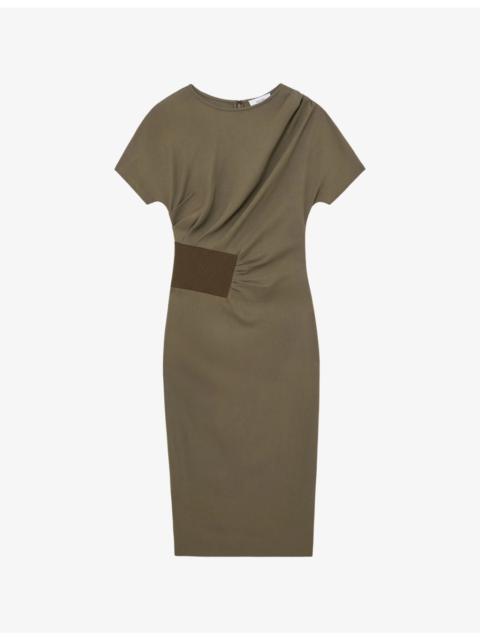 Etta Ribbed-Panel Stretch-Jersey Midi Dress