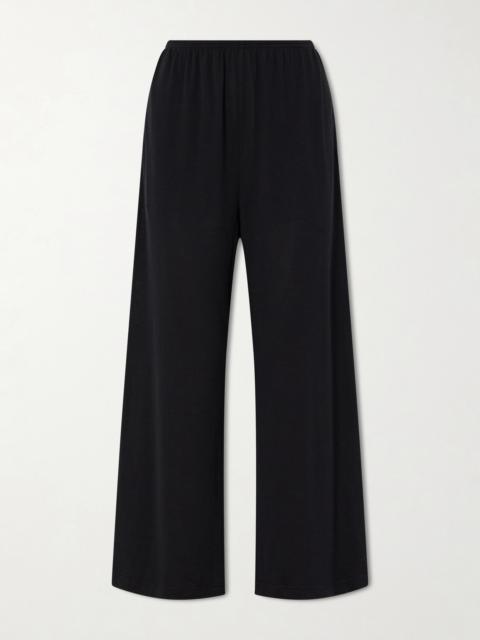 Cotton And Silk-blend Wide-leg Pants