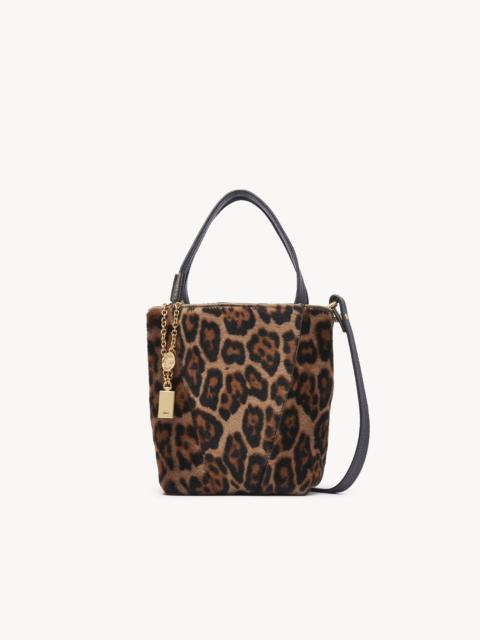SMALL CHLOÉ SPIN TOTE BAG IN LEOPARD-PRINT SHEARLING