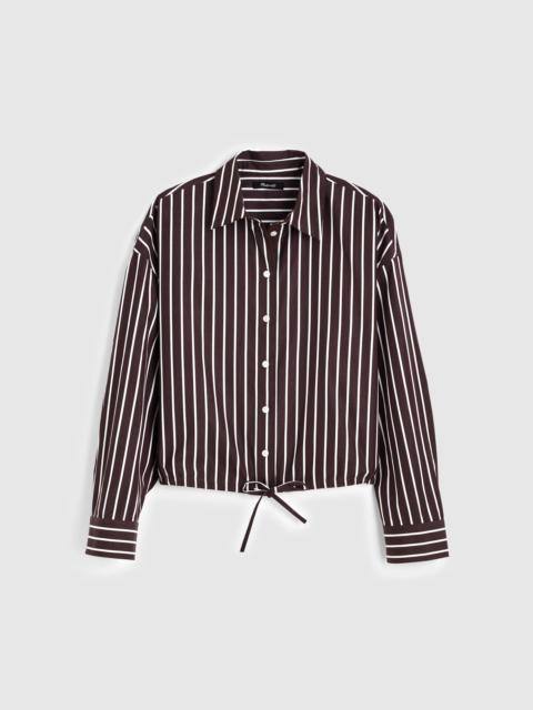 Drawstring Button-Up Shirt in Poplin