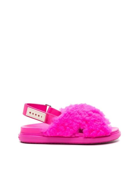 logo-patch shearling sandals