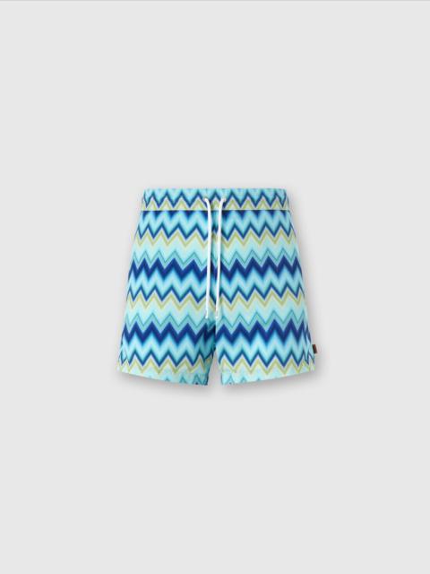 Nylon Swimsuit with Zigzag Print