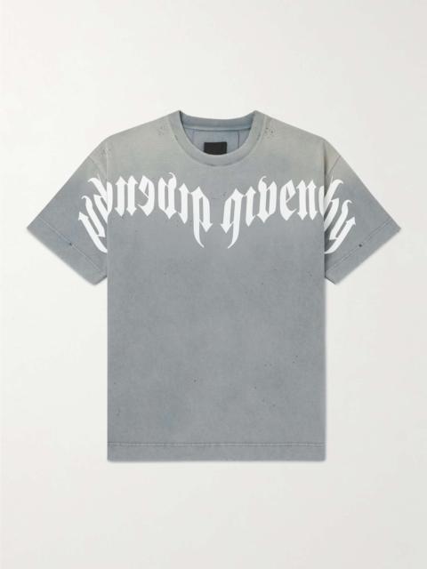 Distressed Logo-Print Cotton-Jersey T-Shirt