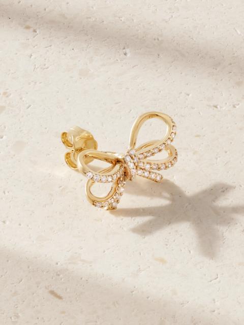 Double Bow 14-karat Gold Diamond Single Earring