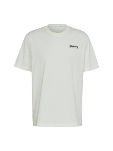 Men's adidas originals ' Outdoor Logo Printing Short Sleeve Jade White T-Shirt HK5011