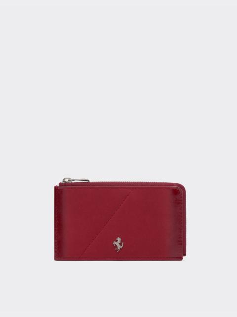 Wallet with zip in smooth leather and nubuck
