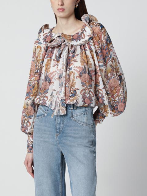 White Sea Garden blouse with ruffles