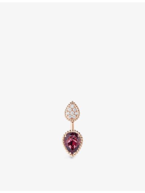 Serpent Bohème 18ct rose-gold, 0.17ct diamond and 2.20ct rhodolite garnet single earring