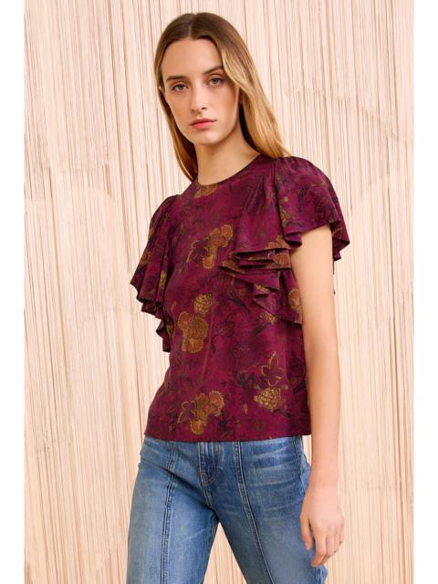Lena Silk Flutter Sleeve Blouse