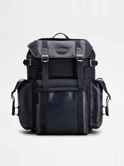BACKPACK IN FABRIC AND LEATHER MEDIUM - BLUE