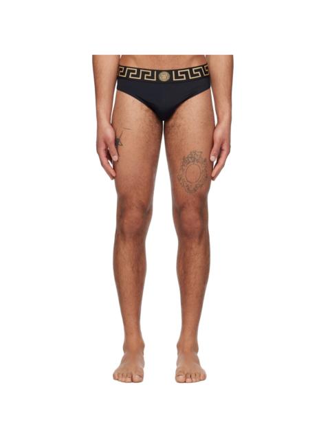 Black Greca Border Swim Briefs