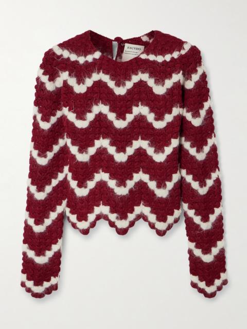 Safi Scalloped Cropped Crocheted Alpaca Top