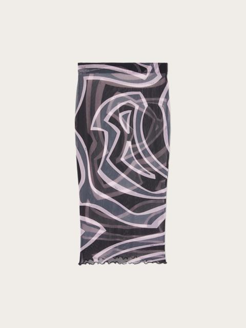 LABIRINTO PRINT MIDI SKIRT IN TULLE
