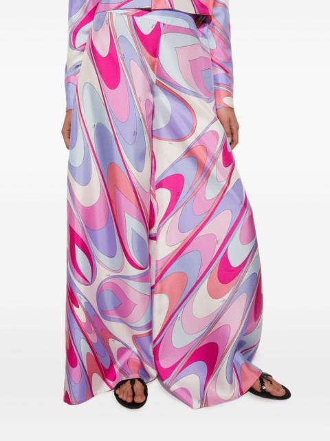 onde-print silk-twill trousers
