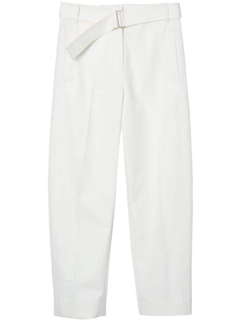 belted tapered trousers