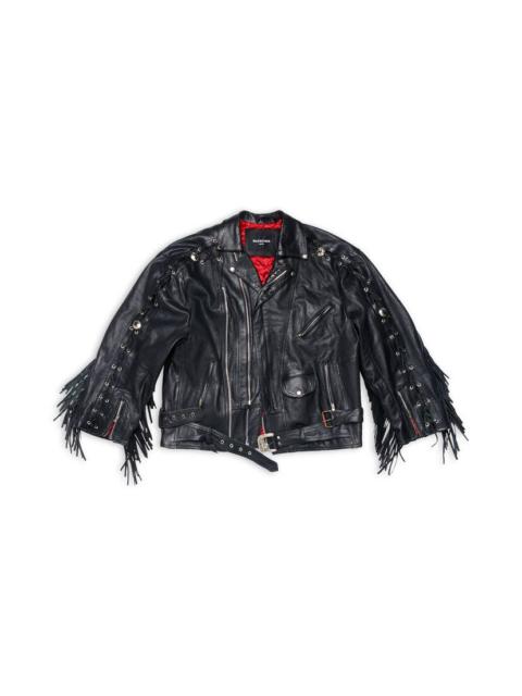 Men's Upcycled Biker Jacket in Black