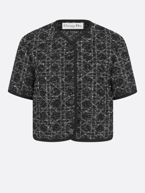 ジャケット Dior Macrocannage Short Sleeve Cotton Blend Tweed Blazer Macrocannage Short-Sleeved Jacket Black and White Cotton and