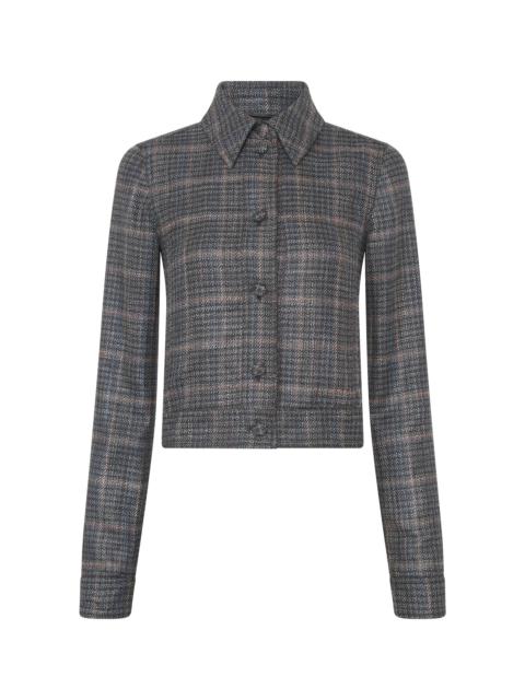 Thereza Jacket in Charcoal Multi Wool Silk Clubcheck Plaid