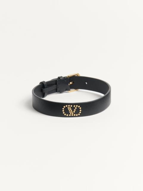 VALENTINO GARAVANI VLOGO SIGNATURE LEATHER AND METAL CHOKER