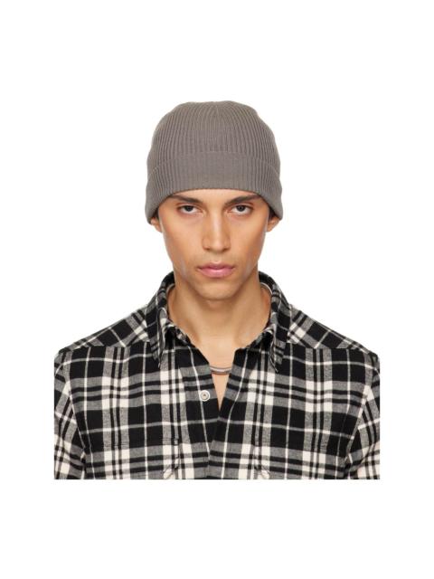 Gray Temple Ribbed Beanie