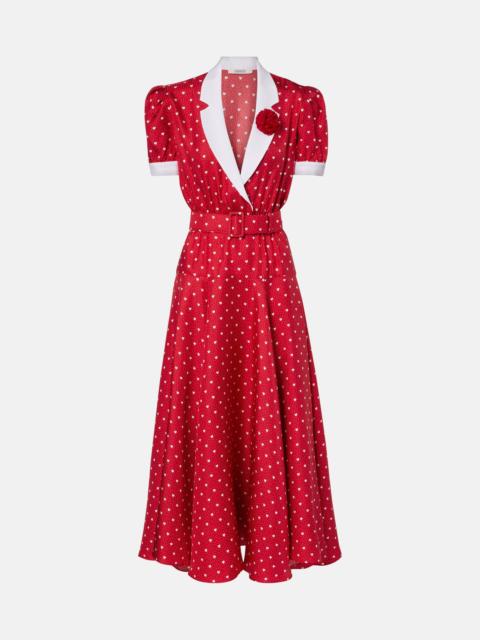 Printed silk twill midi dress