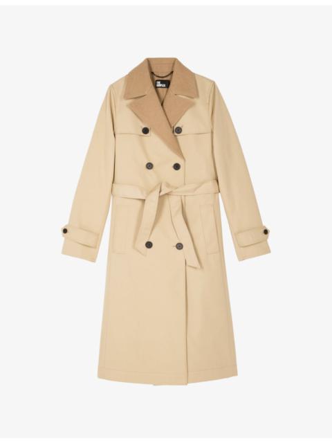 Double-Breasted Tie-Waist Cotton-Blend Coat