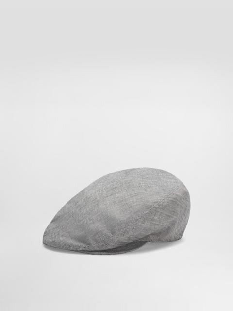Flat cap in washed linen canvas
